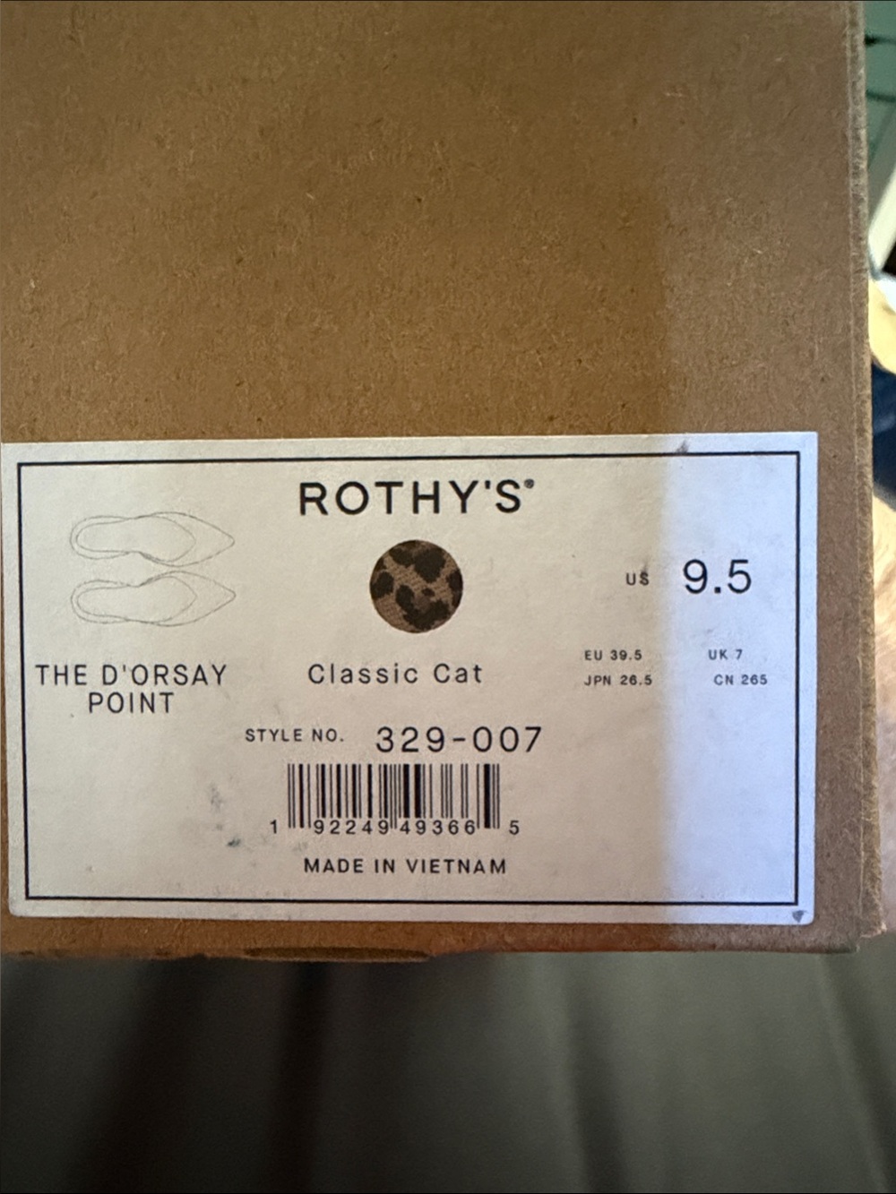 Rothy's Leopard Print Pointed D'Orsay Flats - Tan & Black with Blue Trim - Picture 9 of 9